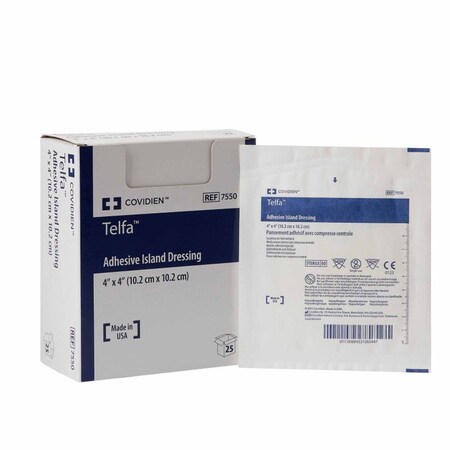 Telfa Adhesive Dressing 4 X 4 Inch Nonwoven Square White Sterile, 25PK 7550-